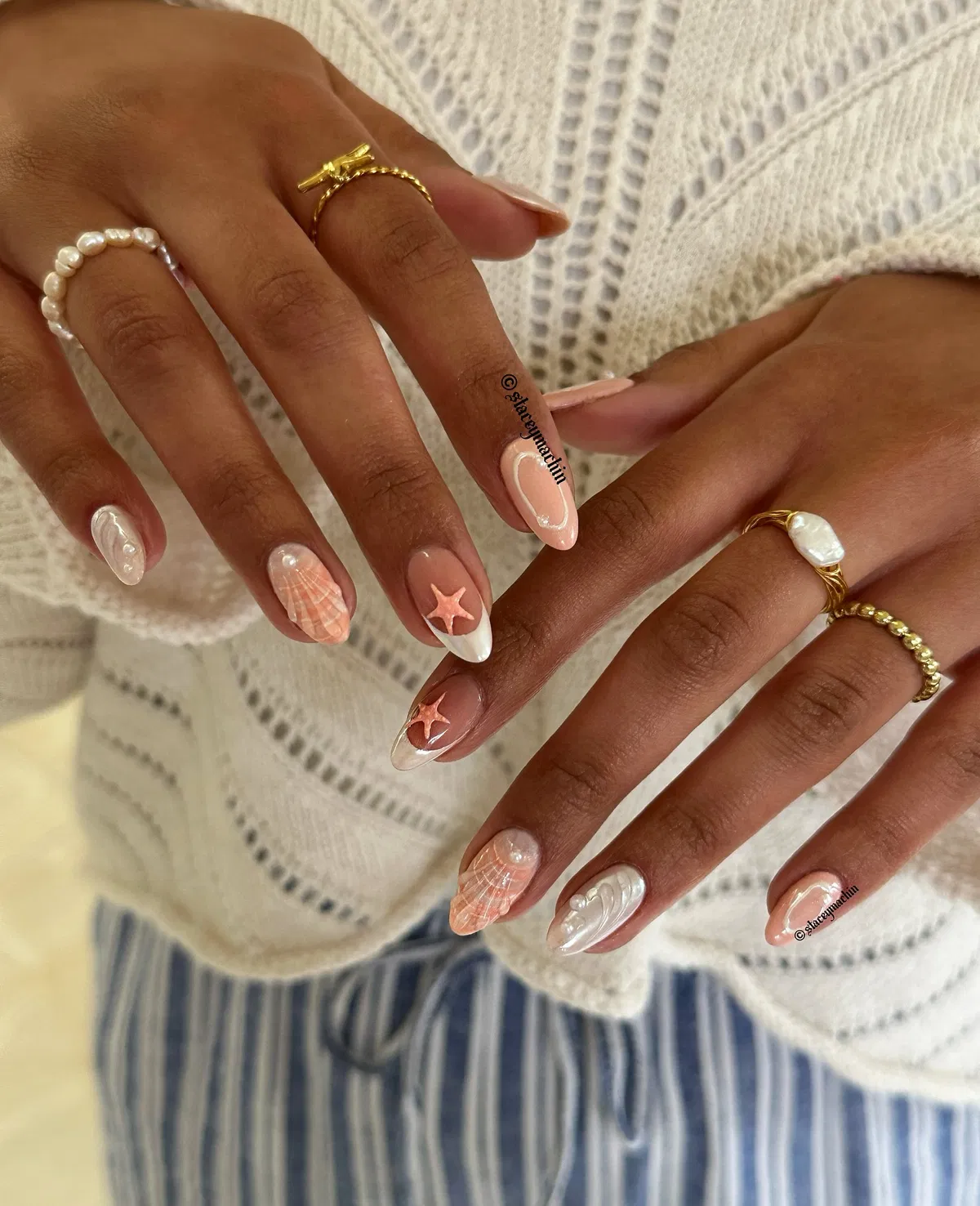 Soft nude set with starfish and shell-inspired accents